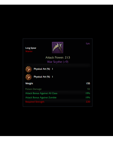 War Scythe +9 Rün