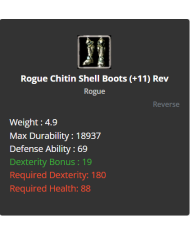 +11 Rogue Chitin Shell Boots