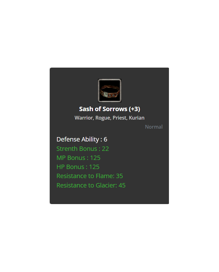 +3 Sash Of Sorrows