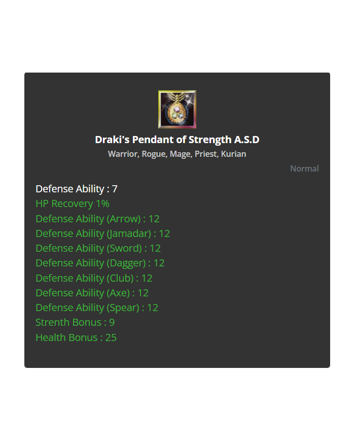 Draki Pendant of Strength A.S.D