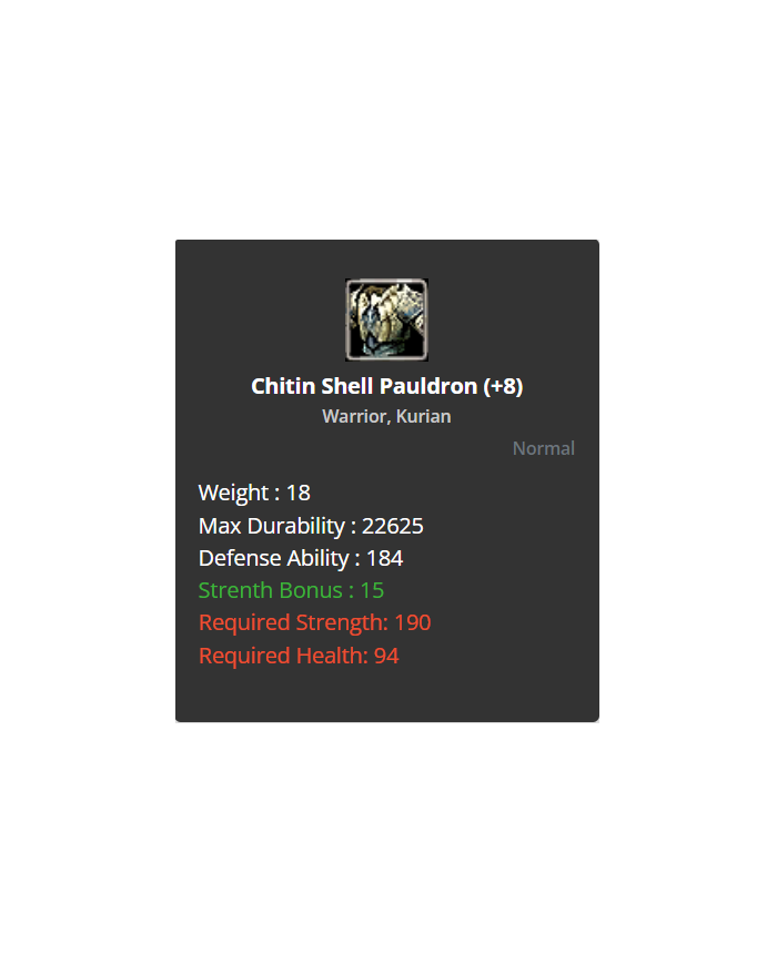 +8 Warrior Shell Set