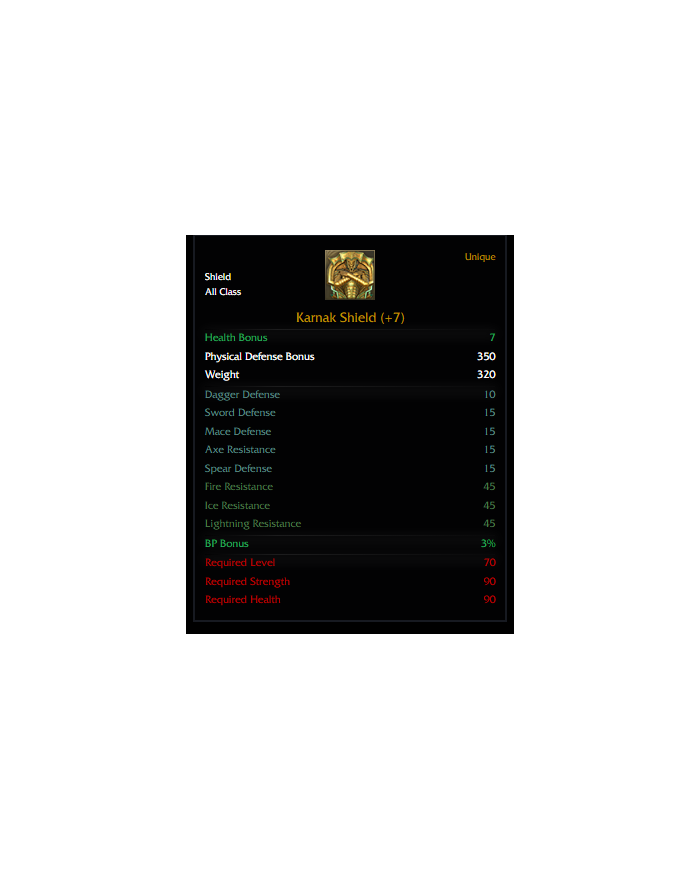 +7 Karnak Shield ( Rogue Def %5 Rünlü )