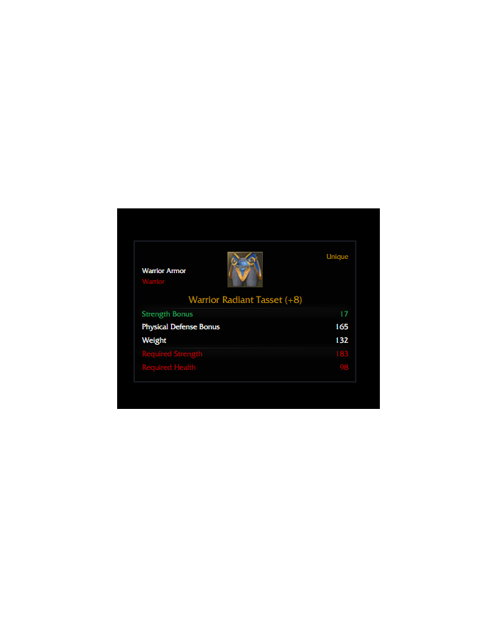 +8 WARRIOR RADIANT TASSET