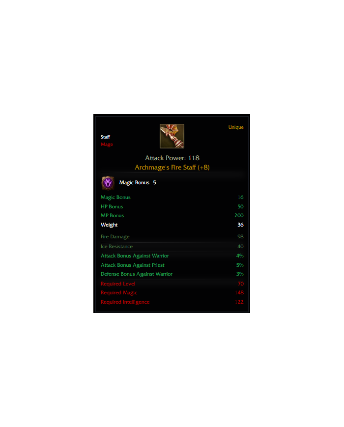 Archmage's Fire Staff +8